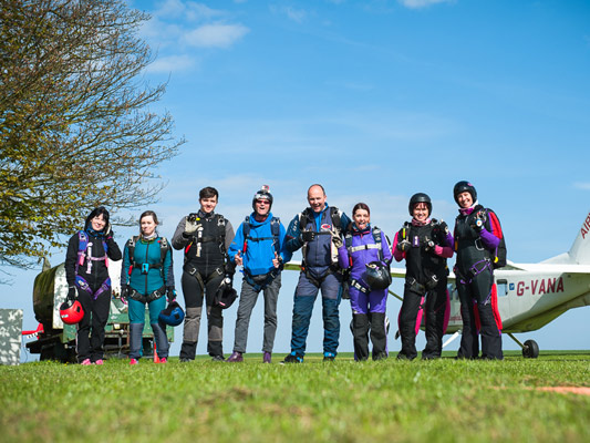 Skydivers near aircraft