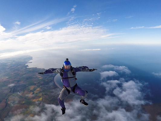 Sit flying with Yorkshire Coast in background